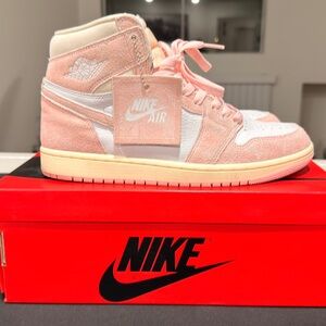 "Washed Pink" Jordan 1 High-Tops (Soft Pink and White)